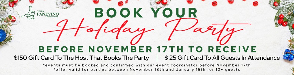 “Host Your Holiday Party at Osteria Panevino in San Diego- Limited Time Only!”